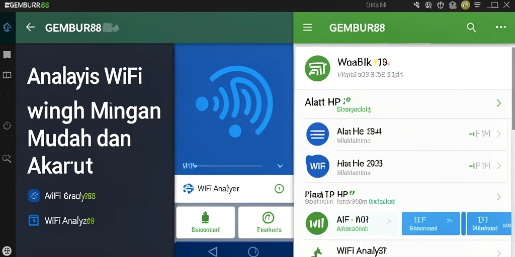 Tampilan antarmuka GEMBUR88 sebagai WiFi Analyzer.