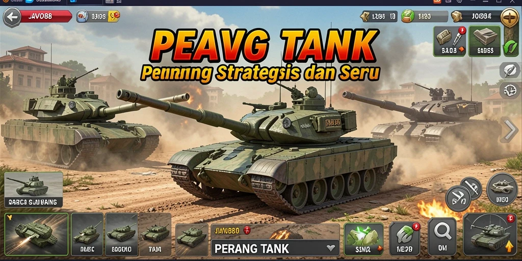 Tampilan antarmuka permainan Perang Tank yang menakjubkan dan intuitif.