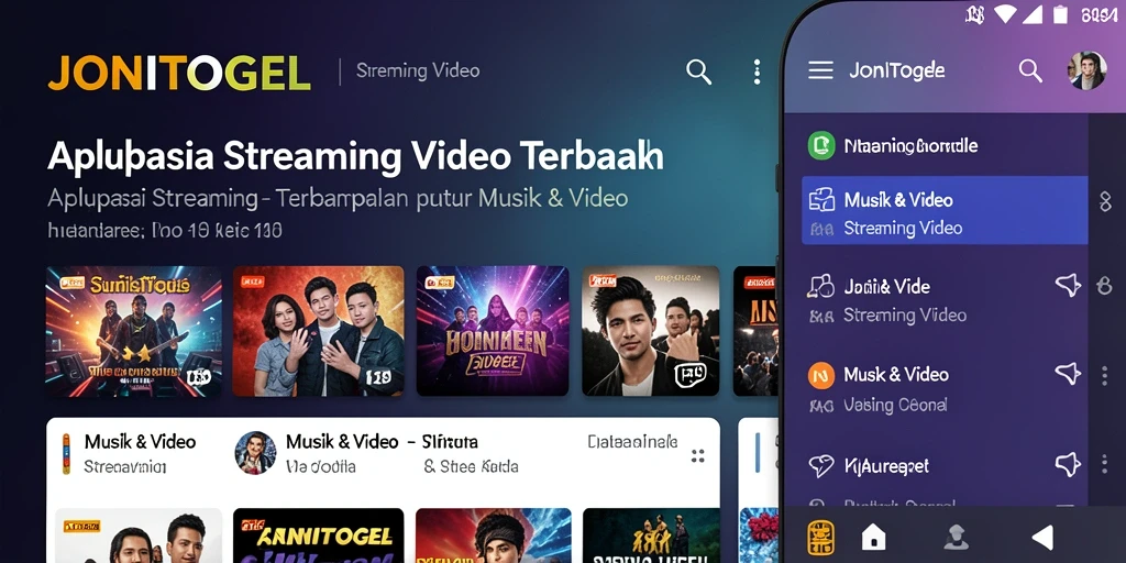 Tampilan antarmuka aplikasi JONITOGEL untuk streaming video.