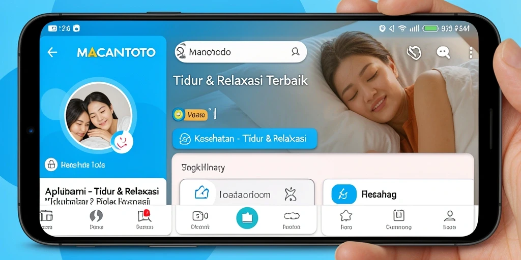 Antarmuka aplikasi MACANTOTO yang menenangkan untuk tidur dan relaksasi.