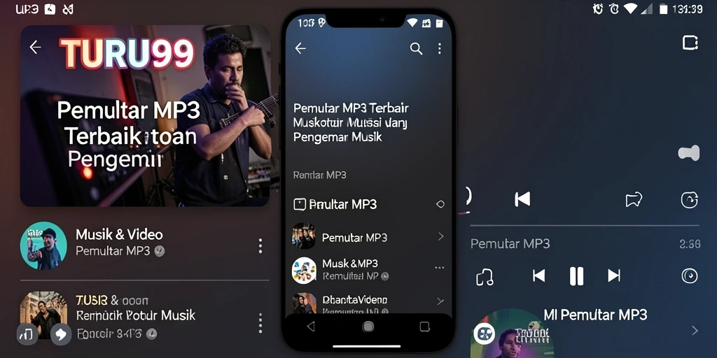 Antarmuka menarik dan sederhana dari TURU99 Pemutar MP3.