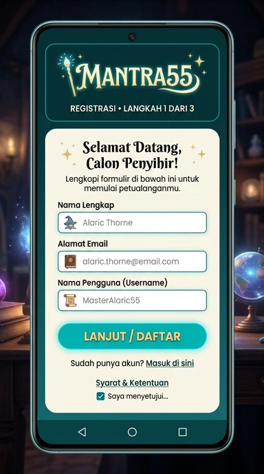 Tampilan halaman daftar mantra55